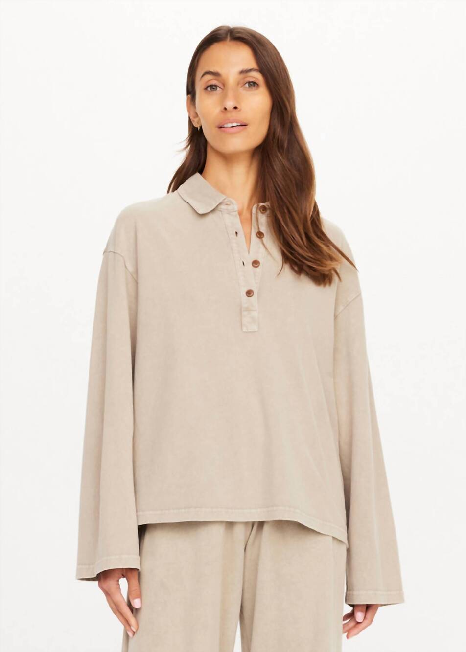 NEW THE UPSIDE soho rhea collared top in khaki